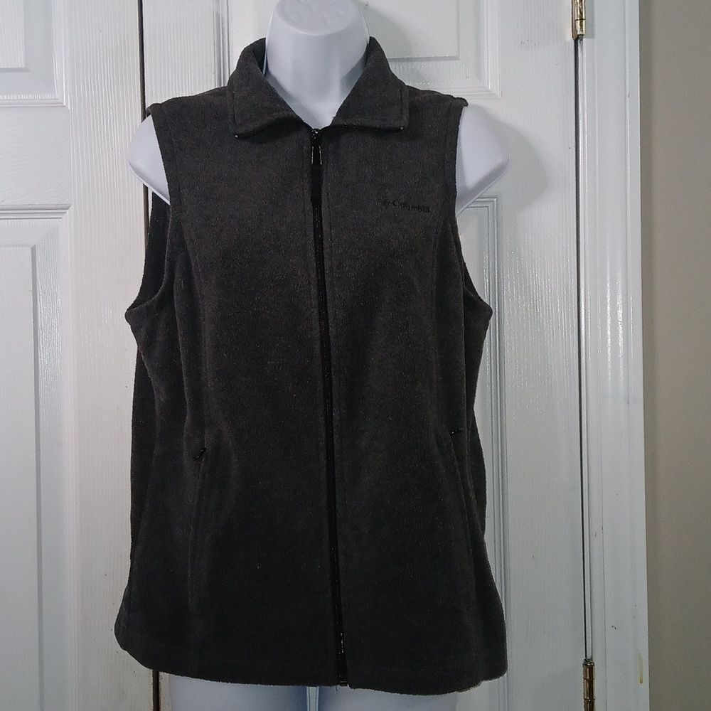 Columbia charcoal gray fleece zip front vest Sz S NWOT